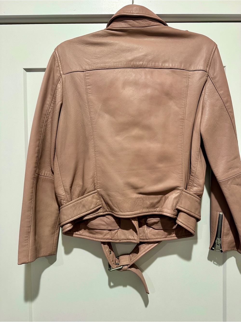 All Saints Balfern Biker Jacket Blush Pink - Picture 3 of 5